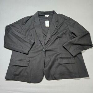 NWT J Jill Essential Black Cotton Stretch Blazer Jacket Womens 3x Office Preppy